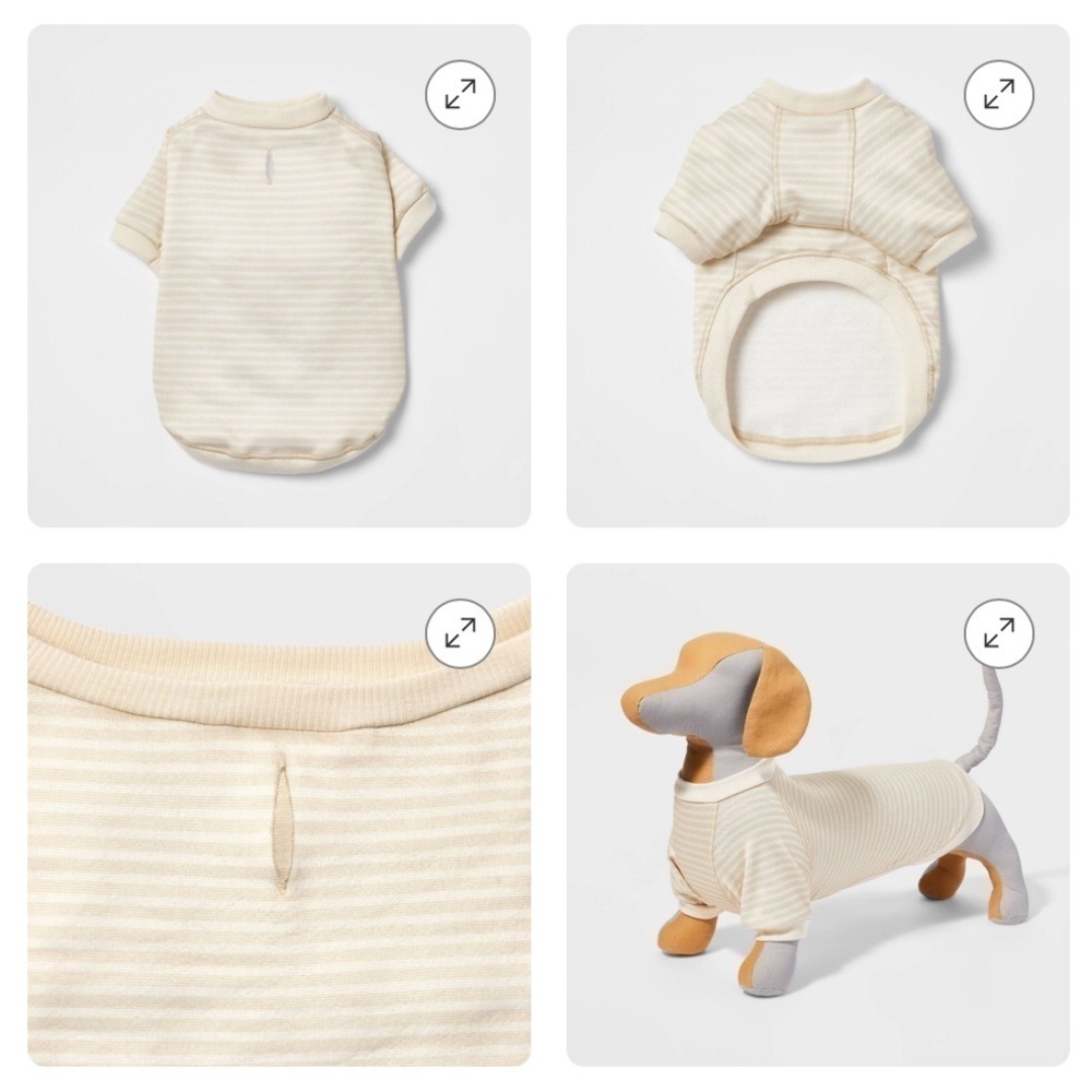 Stripe Lightweight Dog Sweatshirt - Cream - Boots & Barkley  Size: XS  c…